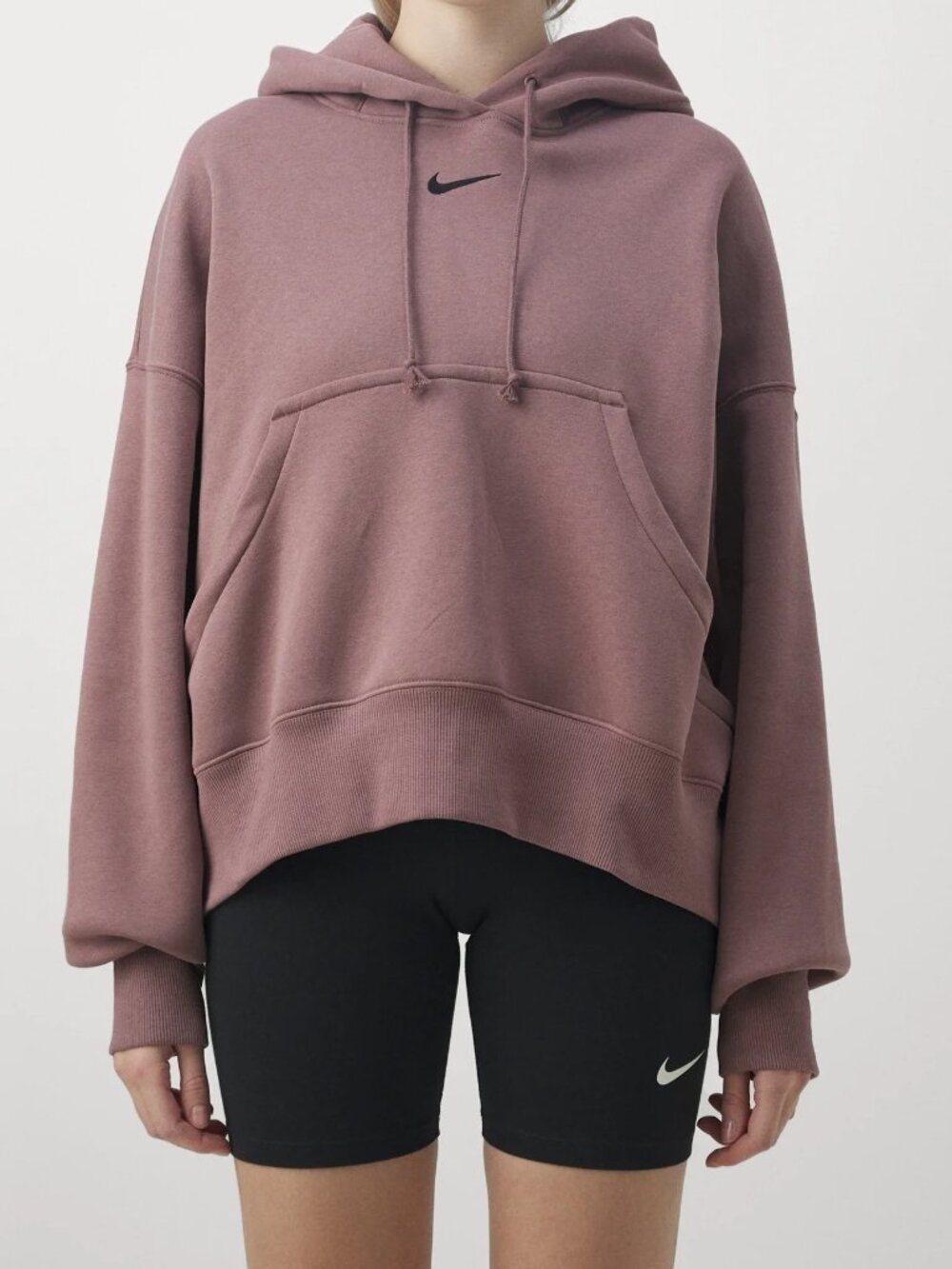 Nike Sportswear Women's Berry Tone Long Sleeve Crop Pullover Hoodie Size L